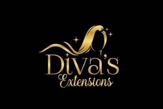 make luxury beauty logo for premium hair extensions studio