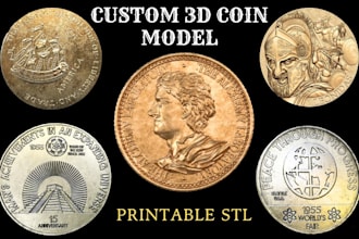 create custom 3d coin, medallion, bas relief, pendant coin stl model 3d printing