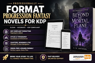 professionally format progression fantasy novels for KDP