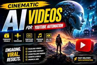 create cinematic ai videos, make faceless youtube automation videos,reels etc