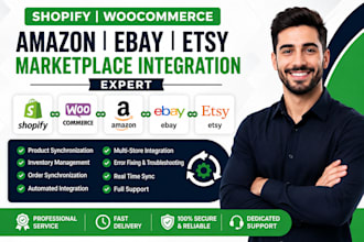 do shopify woocommerce amazon ebay etsy marketplace integration expert