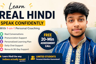 teach you conversational hindi with 1on1 personal coaching