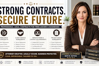 draft a professional freelance contract or work agreement as a US attorney
