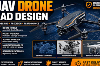 design uav drone cad model for prototype, 3d printing, manufacturing