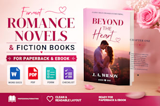 format romance novels and fiction books for paperback and ebook