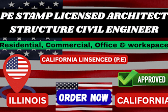 pe stamping for architectural plans illinois, california