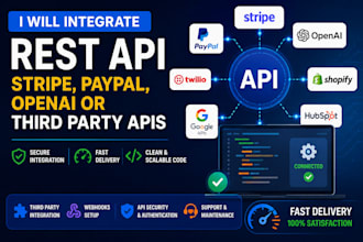 integrate rest API, stripe, paypal, openai or third party apis