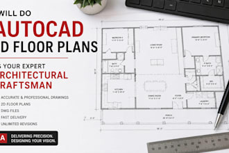 do autocad 2d floor plans as your expert architectural draftsman