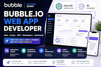 bubble io web app with open ai, api integration, saas mvp