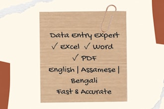 do fast data entry in excel, assamese and bengali