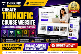 create thinkific course website landing page and membership platform