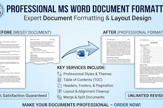 professional document formatting and ms word editing