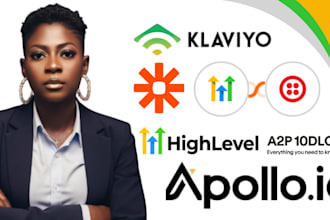 setup CRM automation with zapier, gohighlevel, klaviyo, activecampaign apollo io