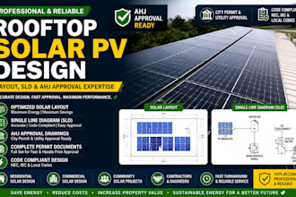 rooftop solar pv design layout, sld, ahj approval expertise