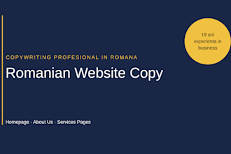 write romanian business website copy and about us page