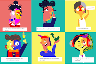 design unique flat vector editorial illustrations and geometric characters