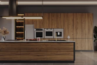 create a modern kitchen design concept and mood board