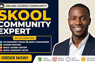 setup skool online course, udemy course and manage community
