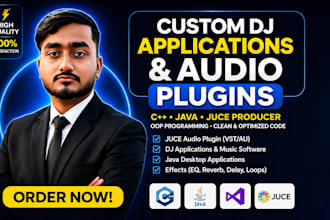 develop custom vst3 audio plugins, juce gui desktop applications using projucer