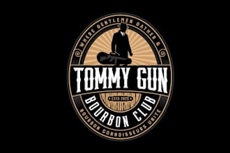 design glamorous tommy gun bourbon club logo