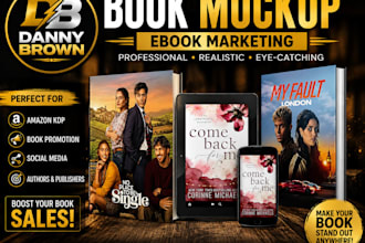create realistic 3d book mockups, book design for amazon KDP and ebook marketing