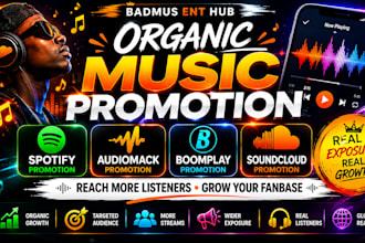 do organic music promotion for spotify audiomack boomplay and soundcloud music