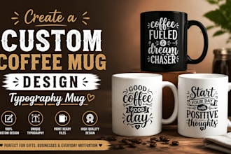 create a custom coffee mug design typography mug
