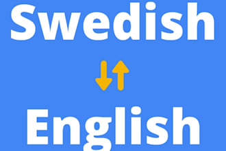 translate english into swedish for different projects
