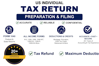 prepare 1040 federal and state individual tax returns