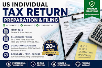 prepare 1040 federal and state individual tax returns