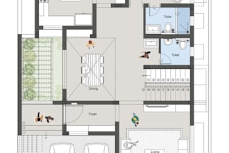 architecture, 2d layout planning, 3d elevation