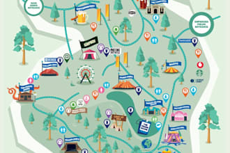do custom vector map design for event, festival, venue, city, site, layout map