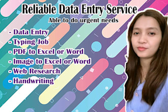 do data entry, data typing, web research, and handwriting