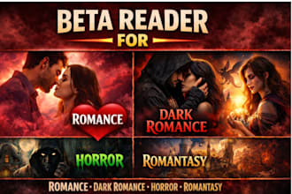 beta read your fantasy, romance, historical, dark contemporary romance novel