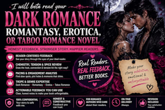 beta read your dark romance romantancy erotica or taboo romance novel