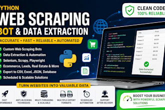 build web scraping bot, python script, ecommerce data scraping, api scraping bot