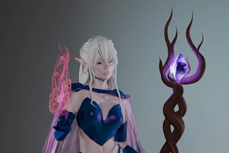 create stylized 3d character model design for sculpting, unreal engine an unity
