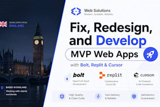 fix, redesign, and develop mvp web apps with bolt, replit and cursor