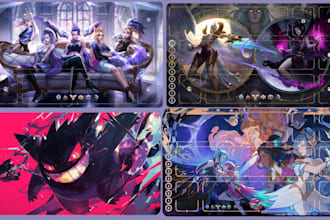 design custom playmat for trading card game board for pokemon card anime playmat