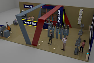 design 3d exhibition booth, show stand, kiosk and stall for your brand