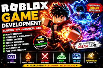 be your roblox game, roblox scripting, roblox animation, vfx and roblox combat