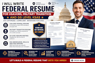write ats friendly federal resume, USA job resume, gs level ksas, military