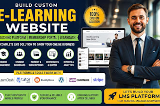 build custom elearning website, coaching platform, membership portal, learndash