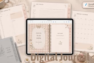 design hyperlinked pdf canva digital journal goodnotes ipad planner etsy journal
