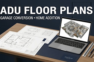 adu floor plans, garage conversion layouts and home addition architectural plan