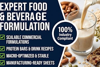 formulate food recipe beverage protein bars and drink recipe development