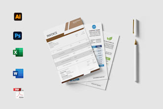 create professional interactive custom invoice and letterhead template