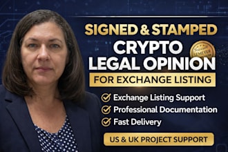 provide signed and stamped law firm legal opinion for crypto exchange listing