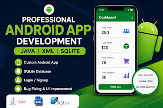 develop professional android app using java, xml and sqlite