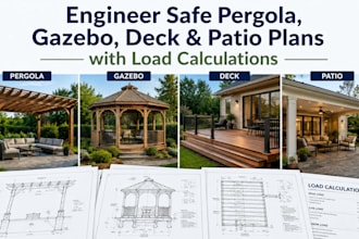 engineer safe pergola, gazebo, deck, patio plans with load calculations